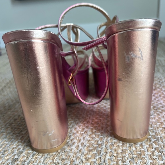 Stuart Weitzman Barelythere Squarehigh Platform Pink Gold 140mm Size 7.5 - Picture 8 of 9